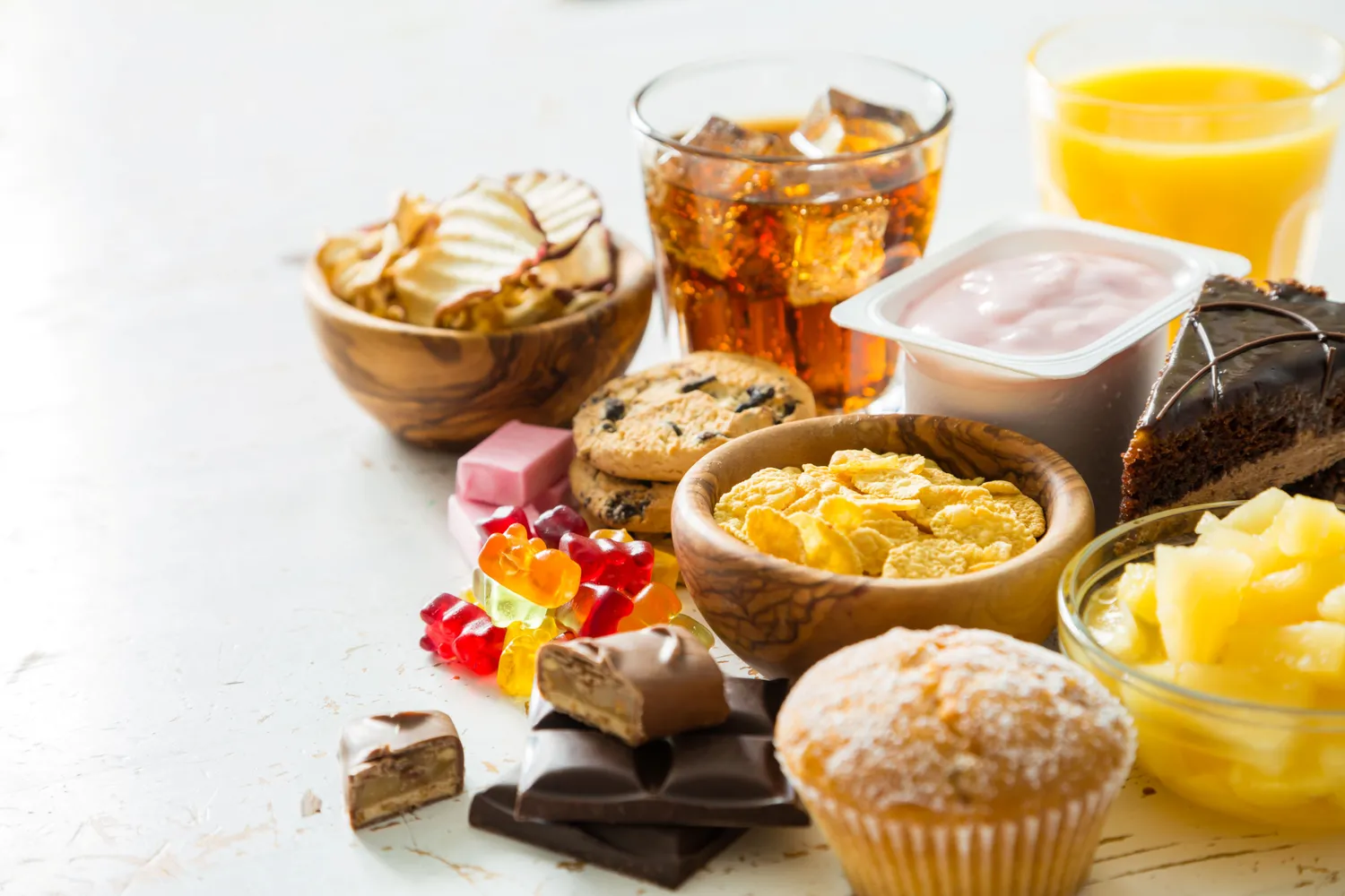 Assorted colorful sugary candies and sweets.