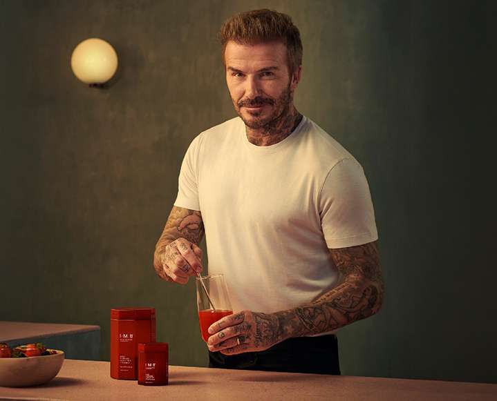 Infographic or visual text stating 'Health & Wellness: How Beckham’s IM8 Changed My Goals' against a clean background.