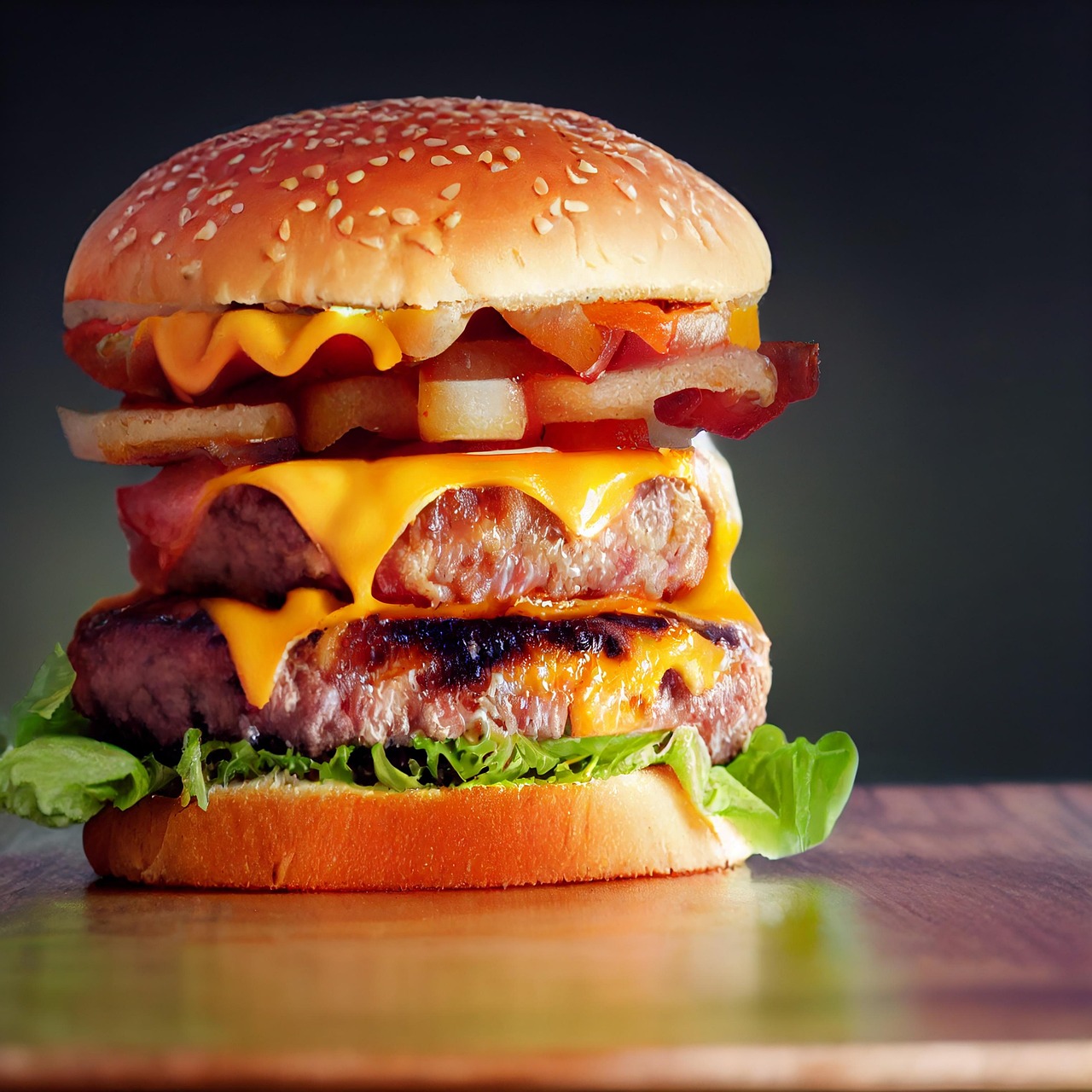 An assortment of different vegetable and grain-based burger patties on a wooden cutting board