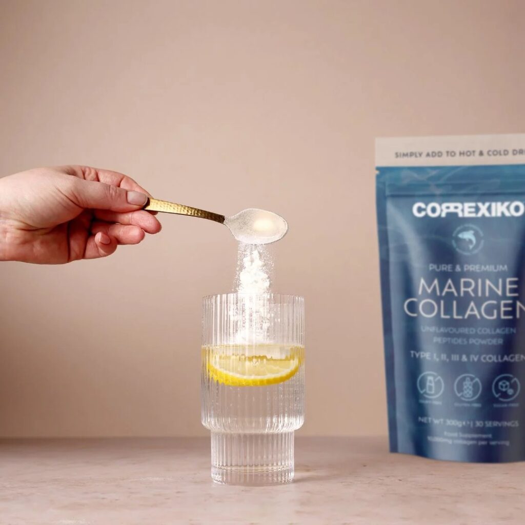 High-quality hydrolyzed marine collagen peptides ready for consumption.