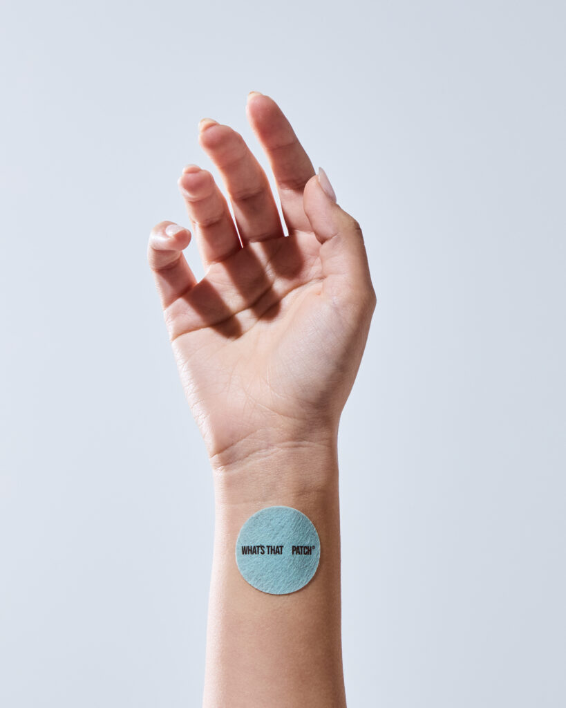 A detailed view of a transdermal patch highlighting its thin, multi-layer adhesive design.