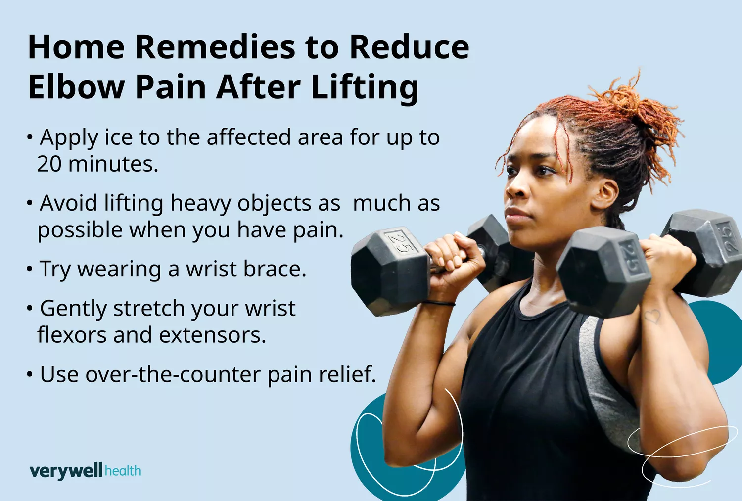 Photo illustration showing highlighted pain areas in a weightlifter's elbow joint.