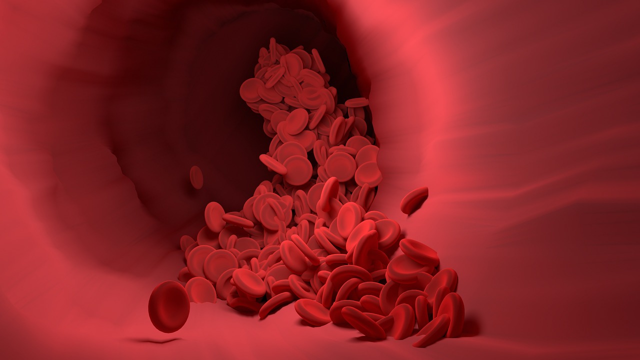 Abstract representation of microcirculation and oxygen delivery through blood vessels.